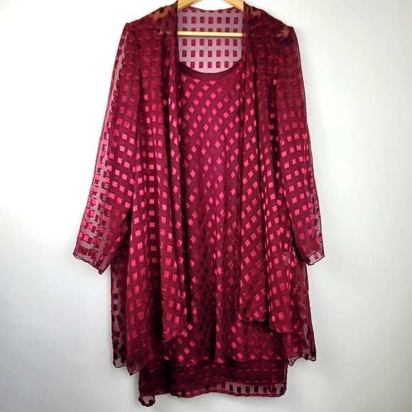 Vintage layered dress with sheer duster size 14 - Picture 1 of 13